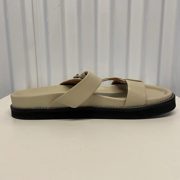 $250 Bobbies Paris Fajar Beige Leather Flat Sandals Slides Women’s US 10.5/FR 41