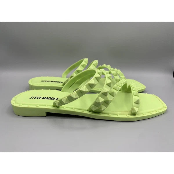 STEVE MADDEN Skyler-j Studded Neon Jelly Slide Sandals Flip Flops Women's Size 7