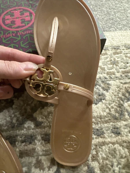 Tory Burch Mini Miller Jelly Thong Sandals Slides Brown Sz 8 M