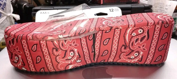 Epicstep Red Bandana Style Platform Sandals Slides w/Clear Strap-US W Size 7