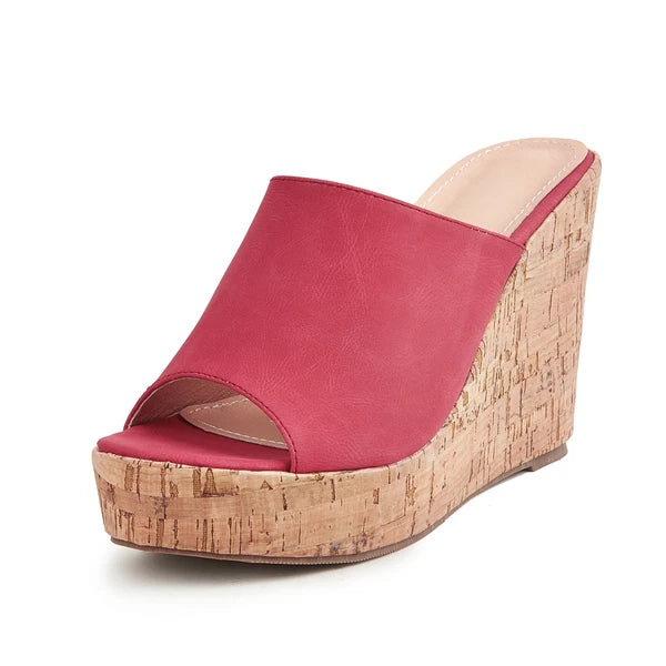 Women's High Wedge Heel Platform Mules Open Toe Sandals Summer Slippers Slide Sz