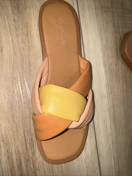 Madewell Women’s Size 9.5 Padded Braided Leather Slide Sandals Brunch Beach