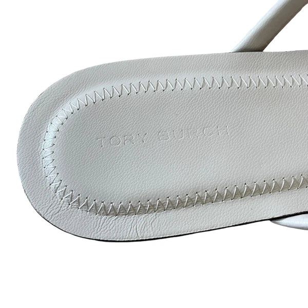 Tory Burch Women Chelsea Leather Flip Flop Thong Sandals Light Cream Sz 7.5 NEW