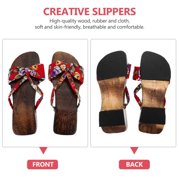 Chinese Style Wooden Clogs Miss Man Slide Sandals Women Slippers