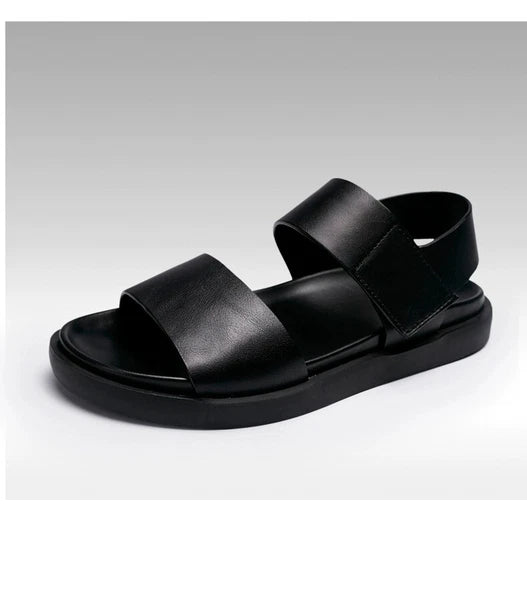 45 Open Toe Sandals Slingbacks Casual Real Leather Men's Beach Shoes Roman Style