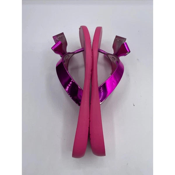 Guess Women's Dark pink Tutu Eva Fashion Bow Animal Print Flip Flop Sandals NWB