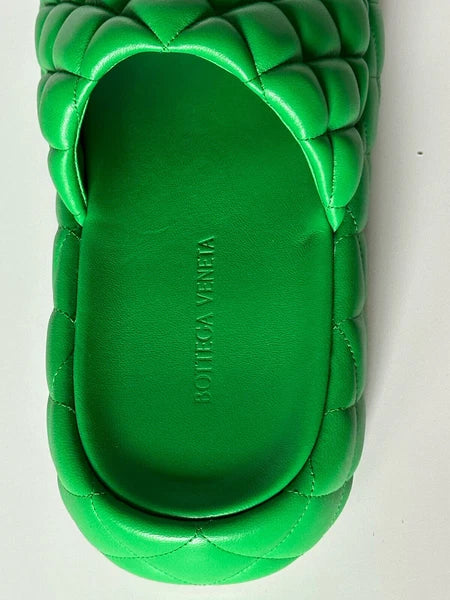NIB $1450 Bottega Veneta Green Quilted Leather Padded Sandals 9 US 708885 3708