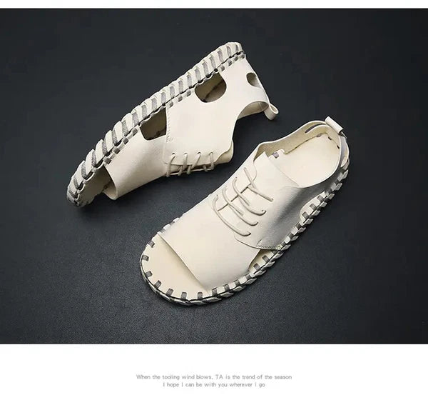Summer Open Toe Sandals Lace Up Men's Flats Beach Holiday Fashion Shoes 38-44 sz