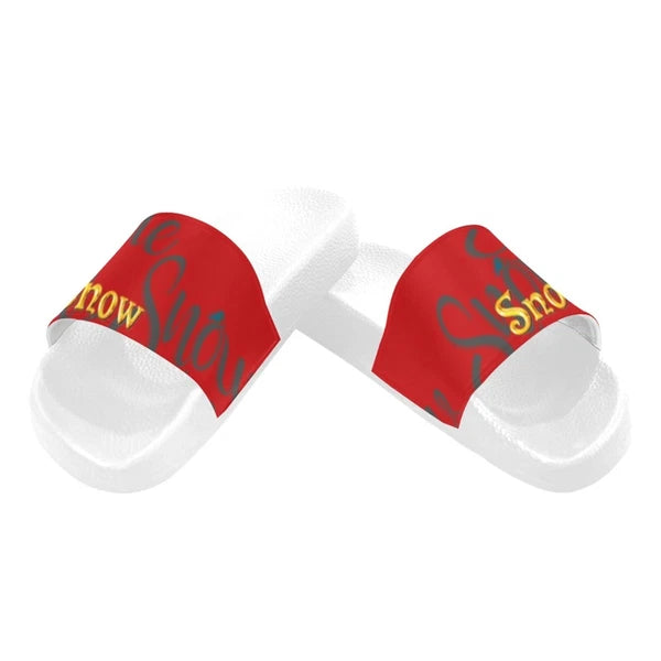 Custom Snow White Slide Sandals for Women Personalized Comfort & Style