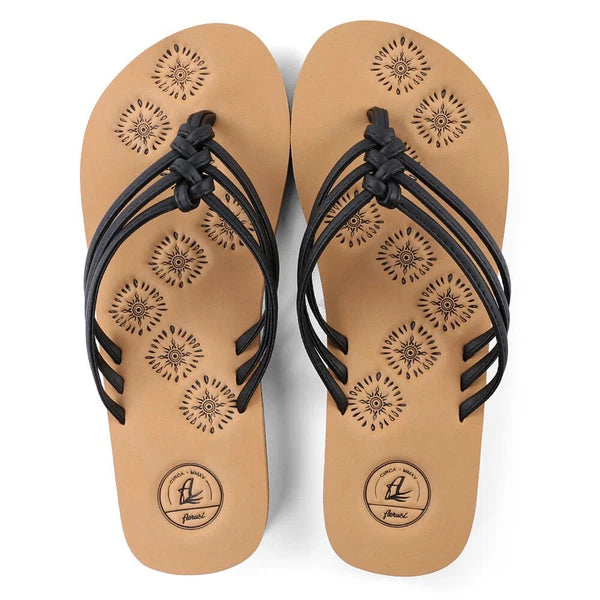 Aerusi Women Floral Flip Flops Black Open Toe Flat Sandals Cozy Shoes Size 7-10
