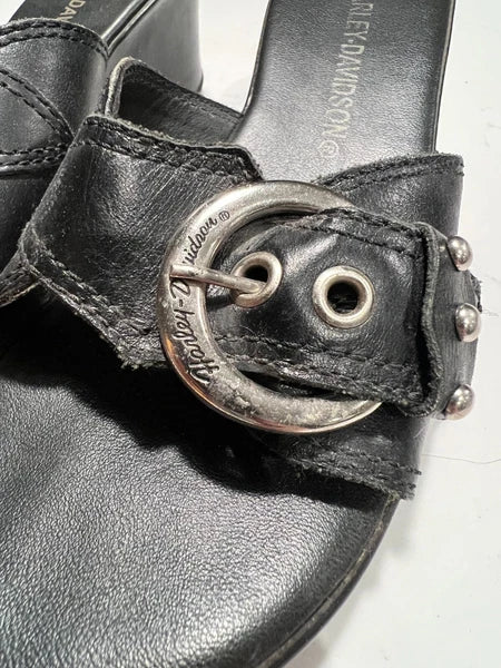 Harley-Davidson Y2K Style Leather Slide Sandals Women Sz 6.5
