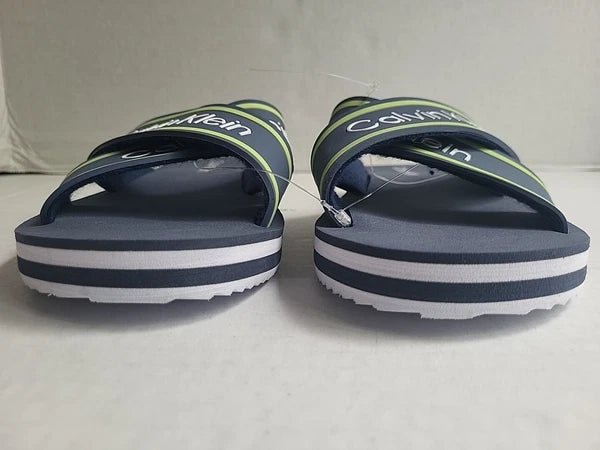 Calvin Klein Claris Crisscross Strap Logo Slide Navy Blue Sandals Size 7M New