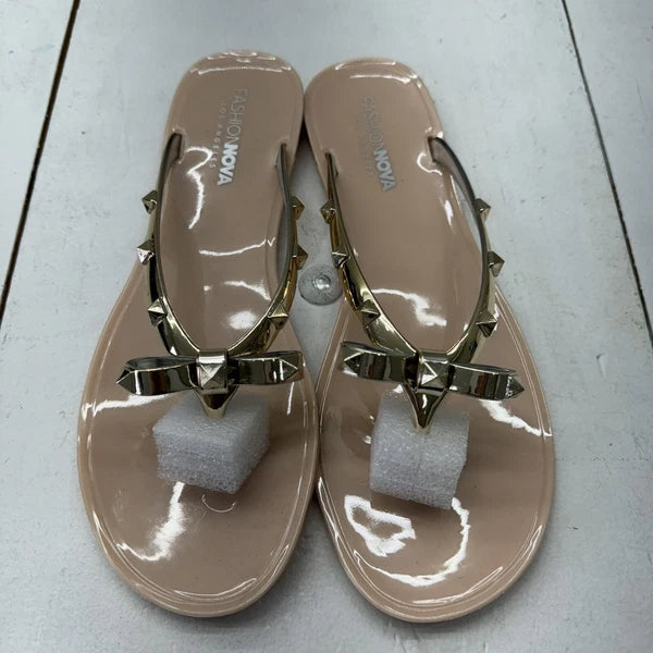 Fashion Nova Nude ‘I’ve Got A Lover’ Sandal Thong Slip Flop Women’s Size 10 *NEW