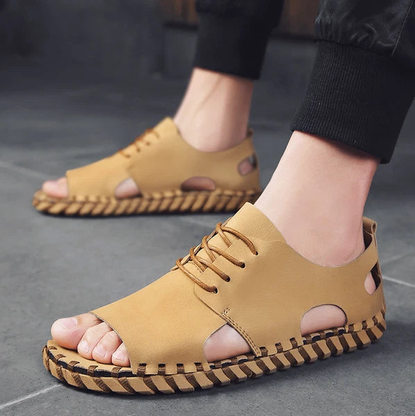 Summer Open Toe Sandals Lace Up Men's Flats Beach Holiday Fashion Shoes 38-44 sz