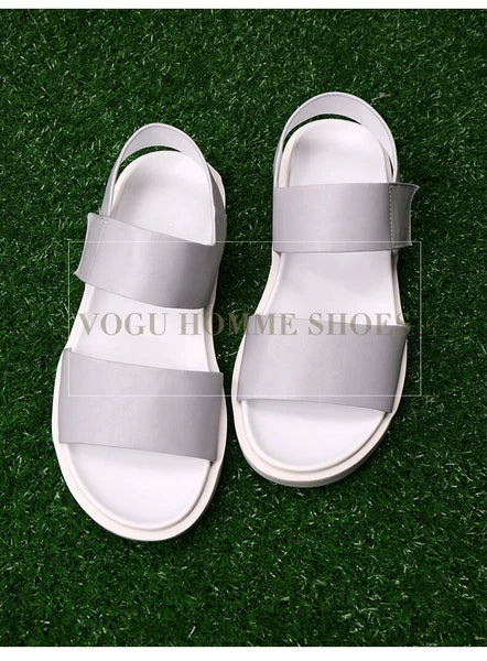 45 Open Toe Sandals Slingbacks Casual Real Leather Men's Beach Shoes Roman Style
