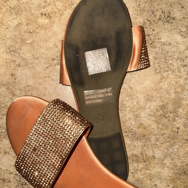 Fashion nova Gold Glitter Slides size 8.5