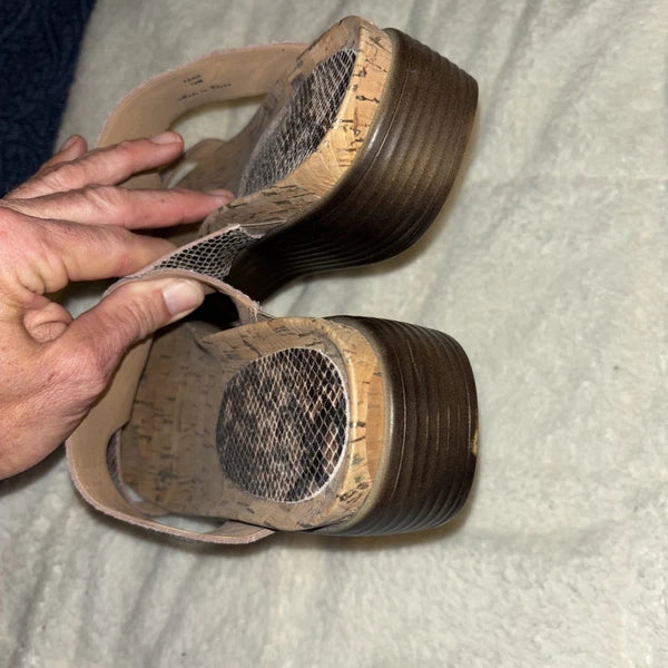 New Donald J Pliner Faina Light Bronze Metallic Python Sandals US 10 Slide Snake