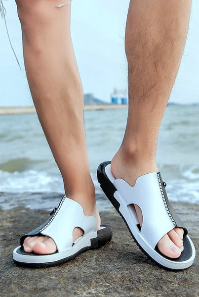 Men's Summer Sandals Slip-on Open Toe Flats Casual Fashion Slippers Shoes New