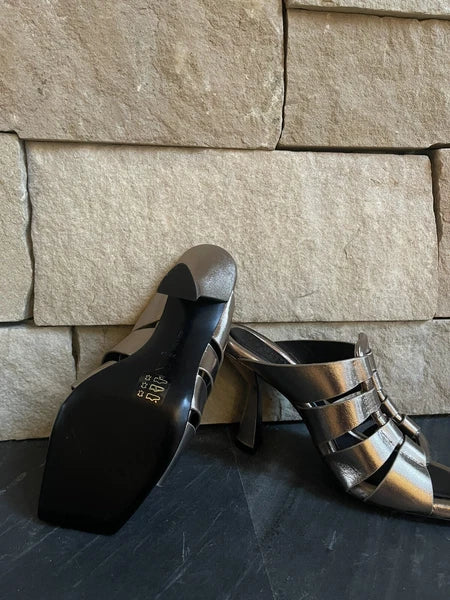 $495 Mercedes Castillo Womens Aria High-Heel Slide Sandal Shoes EU 37/US 7