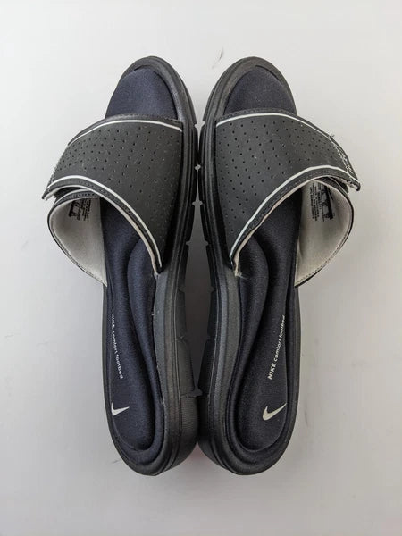 Nike Women Comfort Footbed US 10 Black Sandal Slide Slip On Hook Loop Shoe