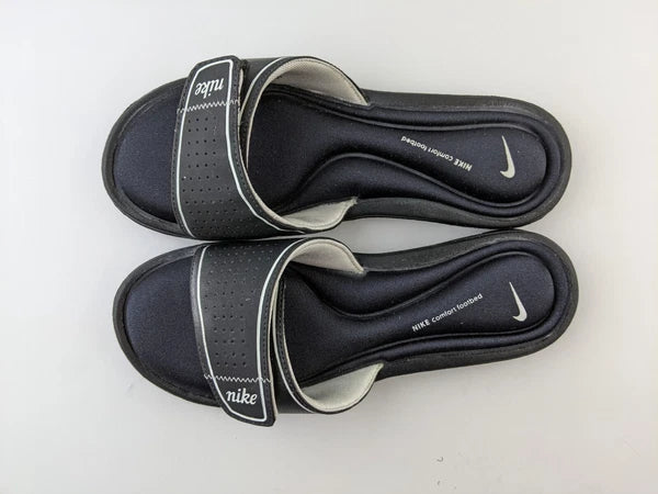 Nike Women Comfort Footbed US 10 Black Sandal Slide Slip On Hook Loop Shoe