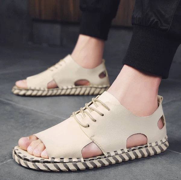 Summer Open Toe Sandals Lace Up Men's Flats Beach Holiday Fashion Shoes 38-44 sz