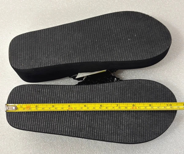 Wedge Sandals Women Flip Flops Rhinestone Sparkle Black Beaded Floral Size 9/10