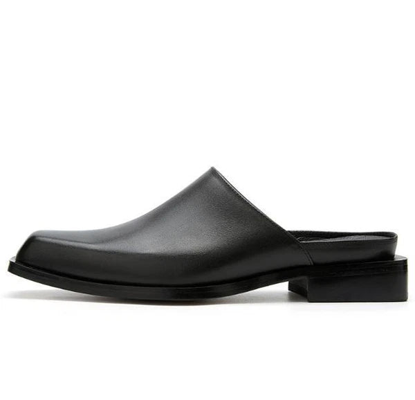 Men's Dress Formal Real Leather Slippers Fashion Casual Mules Slides Shoes 2025