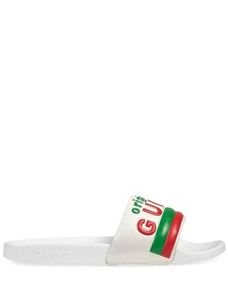 Gucci White Leather Original Slides Women's Size 36, 40 US Size 6, 10 Authentic