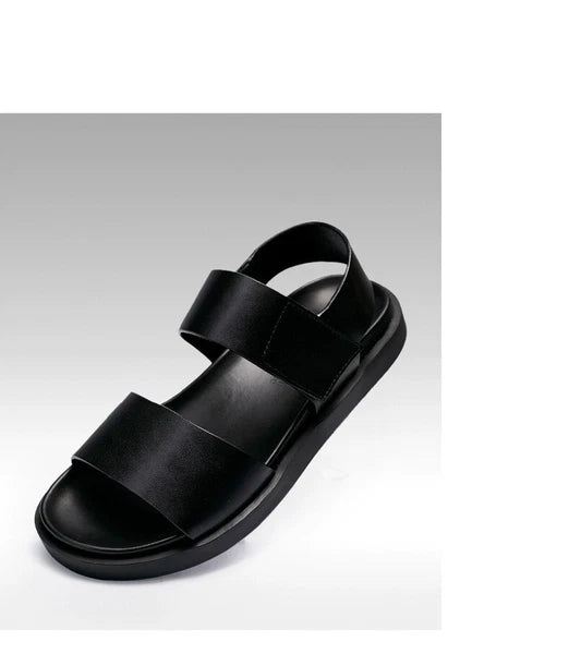 45 Open Toe Sandals Slingbacks Casual Real Leather Men's Beach Shoes Roman Style