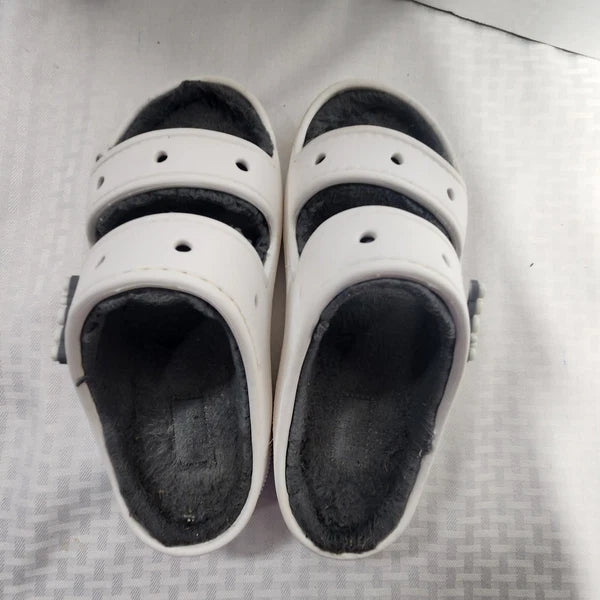 CROCS CLASSIC COZZZY SANDAL 207446 White Womens Size 7 Mens Size 5 Gray Lined