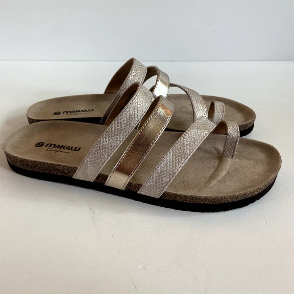 Makalu California Womens Sandals Olivia  Slip On Slides Size 10 Metallic Flats