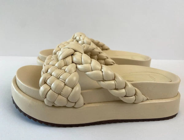 Alexandre Birman Carlotta Bounce Nappa Leather Platform Slides Sandal Sz 37.5