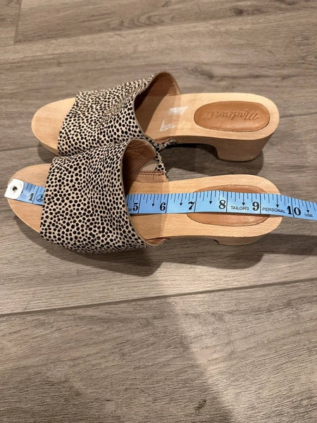 MADEWELL The Evelyn Clog Slide Sandal Dried Flax Print Calf Hair US 6.5MSRP $168