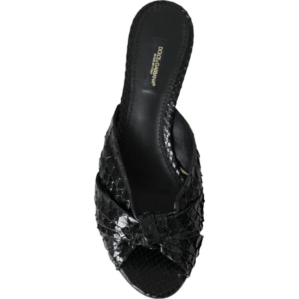 DOLCE & GABBANA Shoes Black Python Leather Heels Slides EU40 / US9.5 RRP 960usd