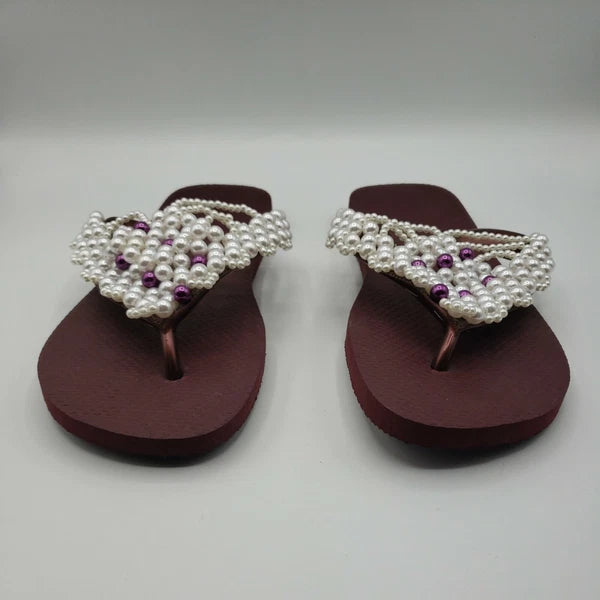 Original HAVAIANAS Flip Flops Women with Pearl/Beads Fashion Finished 37-38 NEW
