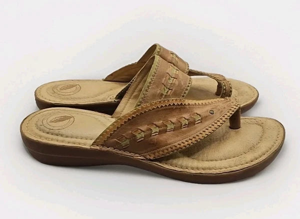 Nurture Leather Havasu Toe Loop Slide Sandals Womens 7.5M Beige Native Weave 180