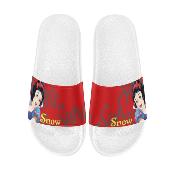 Custom Snow White Slide Sandals for Women Personalized Comfort & Style