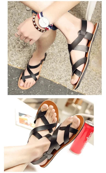 Roman Style Open Toe Casual Slingback Sandals Flats Summer Beach Holiday Mens Sz