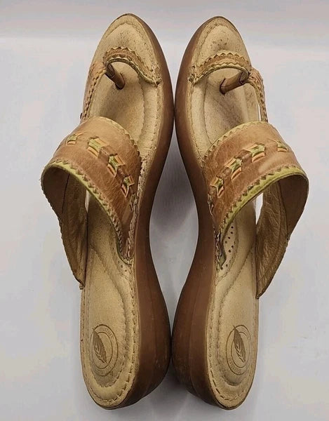 Nurture Leather Havasu Toe Loop Slide Sandals Womens 7.5M Beige Native Weave 180