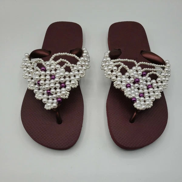 Original HAVAIANAS Flip Flops Women with Pearl/Beads Fashion Finished 37-38 NEW