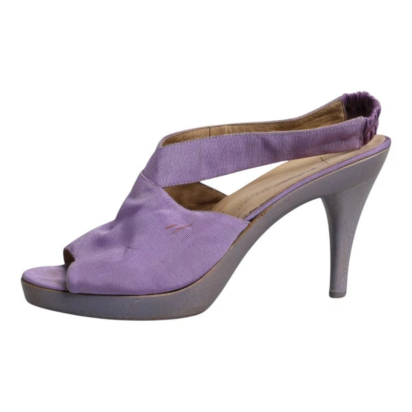 DOLCE & GABBANA Shoes Purple Platform Slingback Heels Sandals EU38/US7.5 1120usd