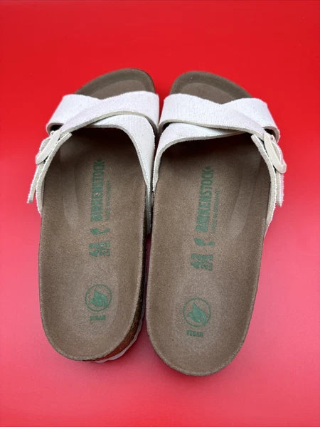 Birkenstock Women’s EU 42 (11-11.5) Siena Vegan Canvas Eggshell Sandals 1021554