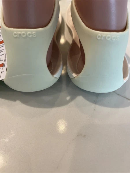 CROCS Women 9 Sexi Flip Flop Thong PALE YELLOW WHITE Serena Sandals NEW NWT