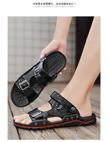 38-48 Plus Size Mens Open Toe Hollow Out Slipper Sandals Flats Summer Beach Size
