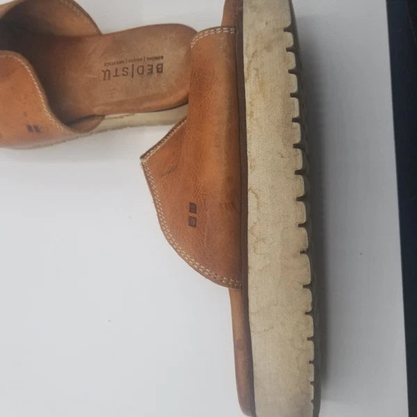 Bed Stu Fairlee II Platform Sandals Brown Distressed Leather Slide Womens Sz 9.5