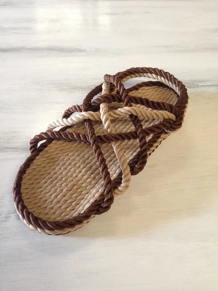 Rope Sandals Womens Size 10 Medium Width Brown Combo Style.