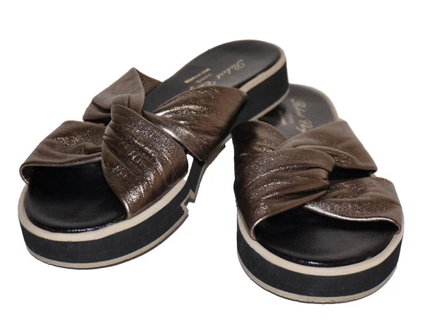 ROBERT CLERGERIE PARIS Bronze Leather Slip-On Platform Sandals US 8.5 FRANCE