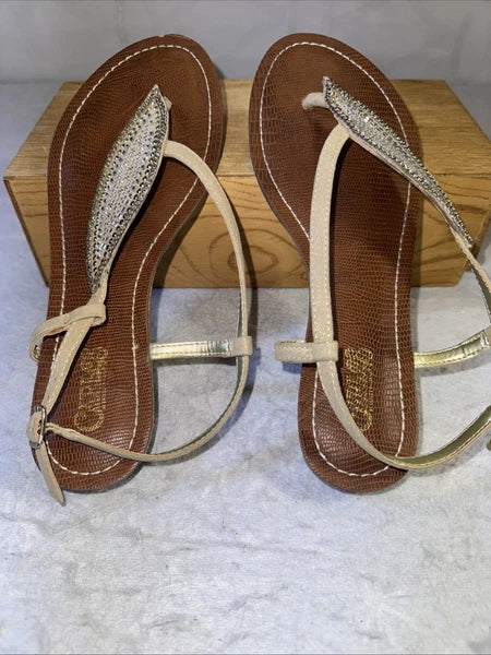 CARLOS SANTANA Laverne Sequin Bling Embellished Sandals Size, Pewter, 8.5M
