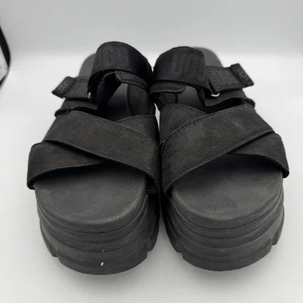 UGG Ashton Slide Sandals Women's  Black Nubuck Leather Platform Size 10